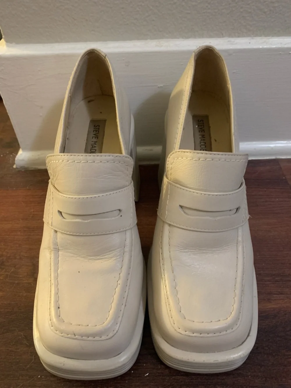 Steve Madden Cream Platform Penny Loafers - Picture 3 of 3